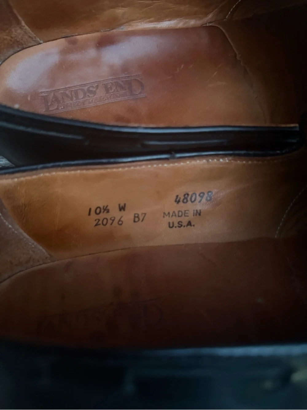Lands' End Sz 10.5W Black Leather Tassel Slip-On Dress Loafers Made in USA X1